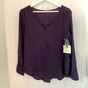 NWT Nordstrom Hinge Button Blouse in Purple Night